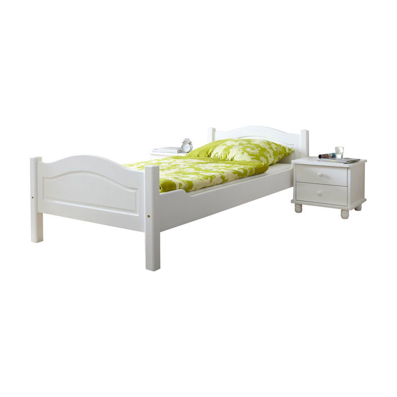 babyonlineshop Ticaa Rita Einzelbett Kiefer Weiß 90 x 200 cm Massivholz Lagerräumung