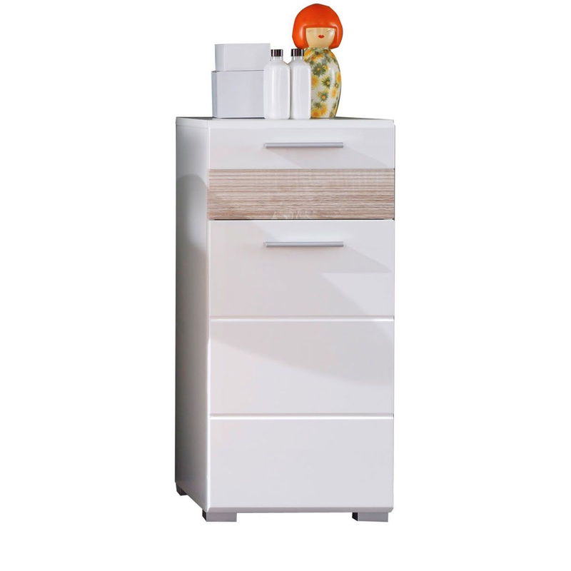 babyonlineshop trendteam Mezzo Standschrank Weiß / Eiche Sägerau Hell Top Angebot