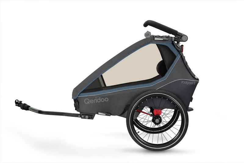 babyonlineshop Qeridoo Kidgoo 1 Fahrradanhänger Navy Blue mit Joggerfunktion 2023 Tiefpreis