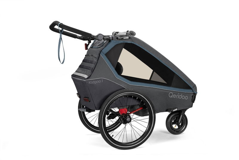 babyonlineshop Qeridoo Kidgoo 1 Fahrradanhänger Navy Blue mit Joggerfunktion 2023 Tiefpreis
