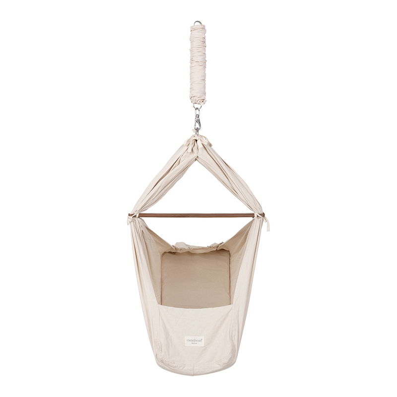 babyonlineshop Moonboon Ökologische Federwiegen-Bundle Nature mit Motor Original Gestell weiß Schlussverkauf