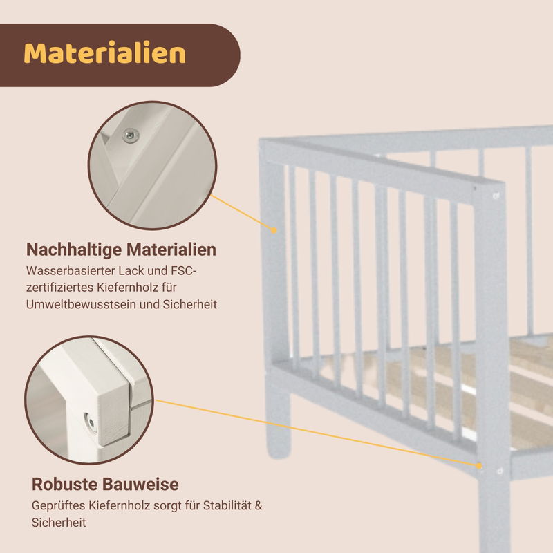 babyonlineshop Artkid Daniel Kinderbett 90 x 160 cm montessori Bodenbett mit Rausfallschutz weiß Kiefer massiv Osterangebot