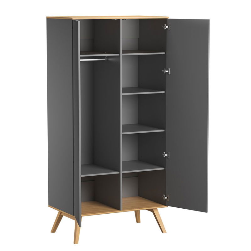 babyonlineshop VOX Nature Kleiderschrank 2-türig grau/eiche Vatertagsangebot