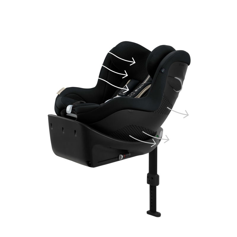 babyonlineshop CYBEX Sirona Gi i-Size Plus Moon Black ab Geburt bis 105 cm (ca. 4 Jahre) Speichern exportieren