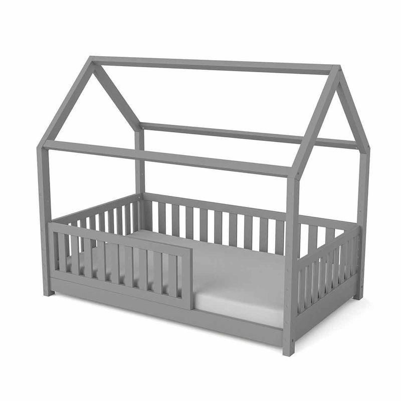 babyonlineshop Nature Kid Lilly Hausbett Kiefer grau lackiert Liegefläche 90 x 160 cm Lagerräumung