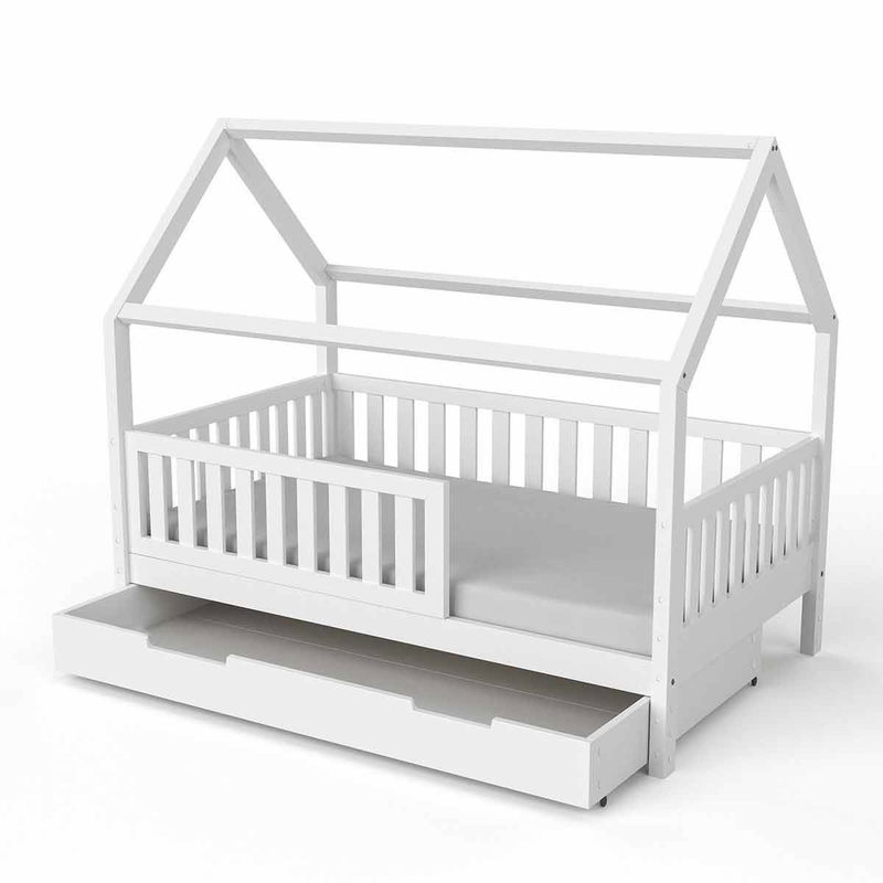 babyonlineshop Nature Kid Lilly Hausbett Kiefer grau lackiert Liegefläche 90 x 160 cm Lagerräumung