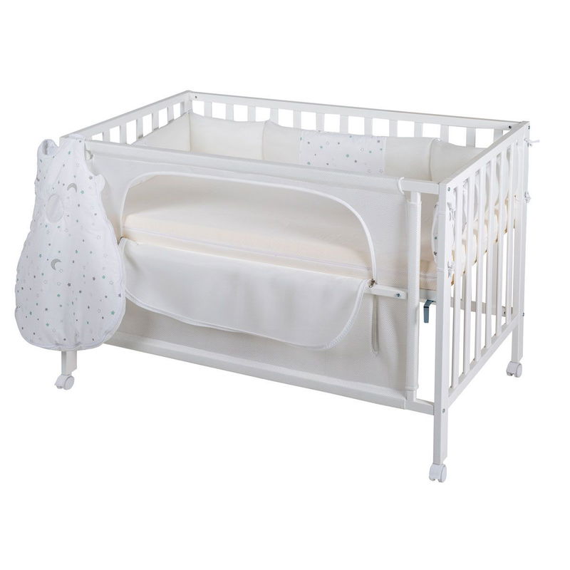 babyonlineshop Roba Room Bed safe asleep® Sternenzauber - Weiß inkl. Nestchen Air Matratze & Schlafsack Easy Air Top Angebot