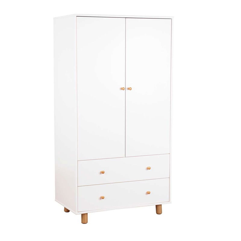 babyonlineshop Nature Kid Lina Kleiderschrank weiß / Kiefer 2-türig Neueste Mode