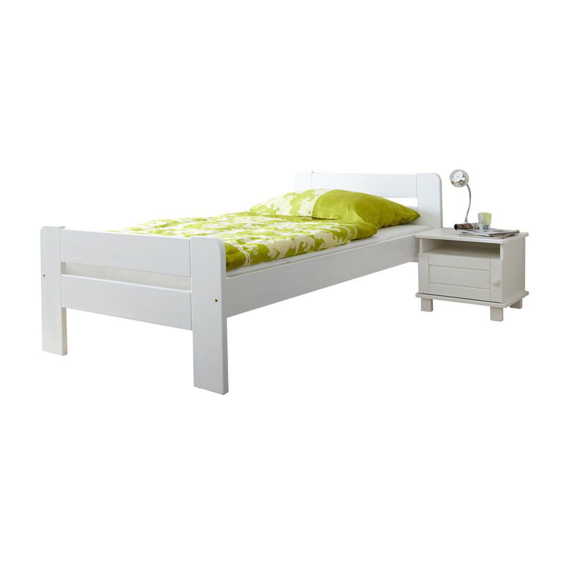 babyonlineshop Ticaa Bert Einzelbett Kiefer Weiß 100 x 200 cm Massivholz Neuheiten