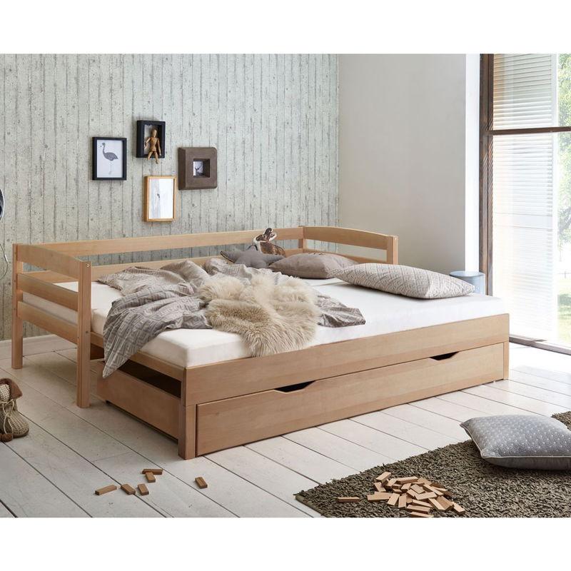 babyonlineshop Relita EMILIA Einzelbett Buche massiv Natur 90/180 x 200 cm ausziehbar Tägliche Deals
