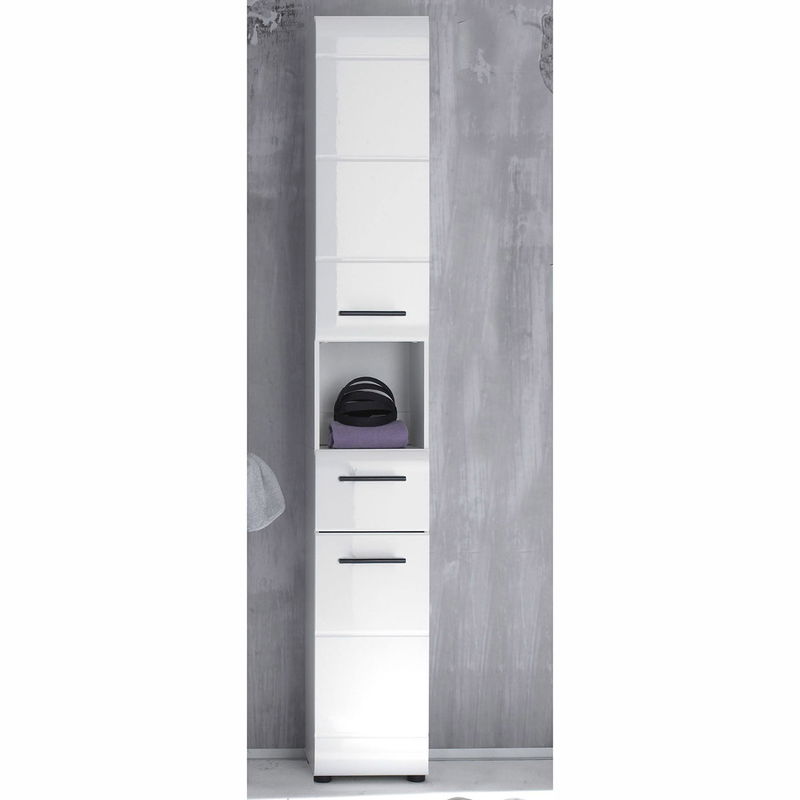 babyonlineshop trendteam Skin Hochschrank offenes Fach Weiß Hochglanz Letzter Tag