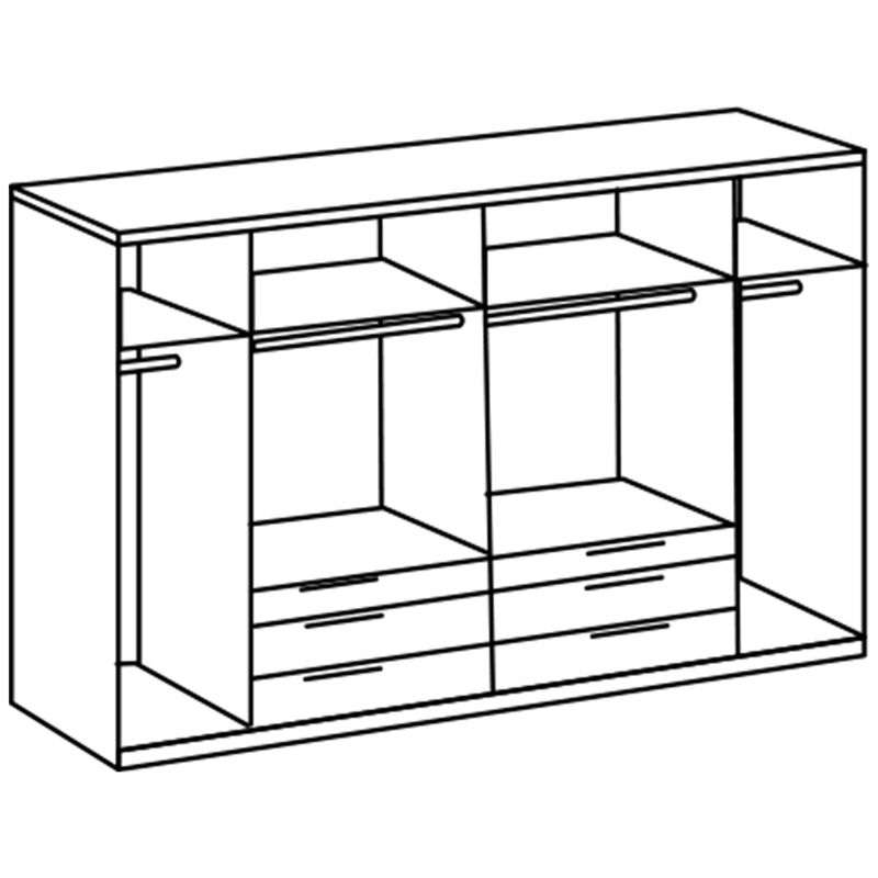 babyonlineshop Wimex Detroit Kleiderschrank 300 cm 4 Spiegel Plankeneiche Dekor/Raw steel Weihnachtsangebot