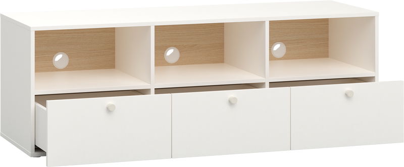 babyonlineshop Vox RELI - Schrank RTV breit mit Griff / Alabasterweiß Eiche hell Heißer Verkauf