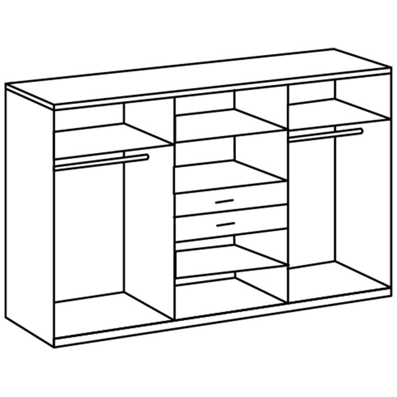 babyonlineshop Wimex Vanea Kleiderschrank 2 Spiegel 270 cm Hickory-oak Dekor/Graphit Blitzangebot