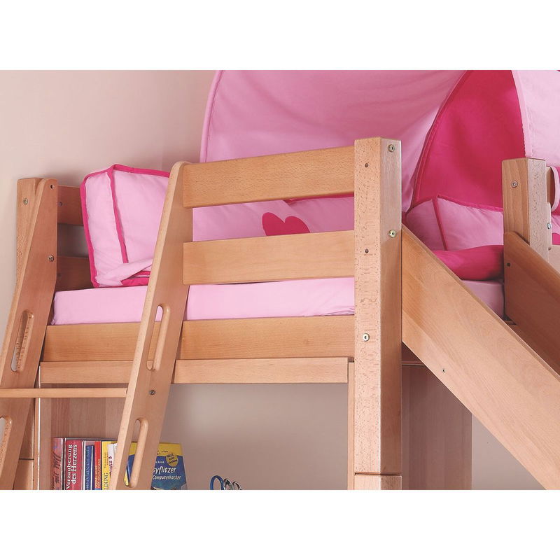 babyonlineshop Relita SKY Etagenbett Buche massiv weiß inkl. Regal & Rutsche - zu 2 Einzelbetten umbaubar 50% Rabatt für begrenzte Zeit