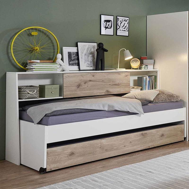 babyonlineshop Wimex Norderney Bett 120 x 200 cm Weiß/Viking-oak Dekor Große Rabatte