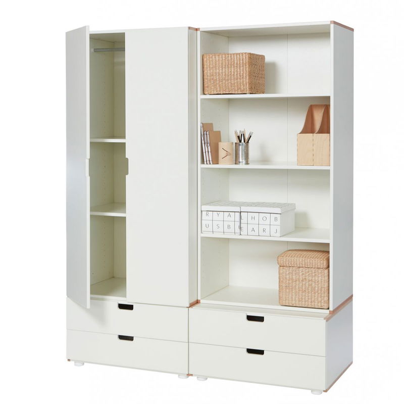 babyonlineshop Manis-h Kleiderschrank ZEUS 2 Türen + Regal mit 4 Schubkästen Lagerräumung