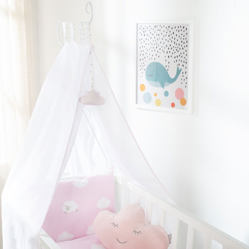 babyonlineshop Roba Komplettwiegenset weiß inklusive textiler Ausstattung Kleine Wolke rosa Heißer Verkauf