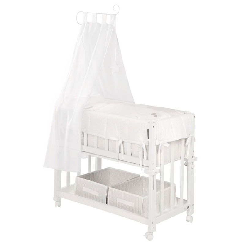 babyonlineshop Roba Stubenbett 3 in 1 Little Stars safe asleep inkl. Matratze Nestchen & Schlafsack Nur noch ein Tag übrig