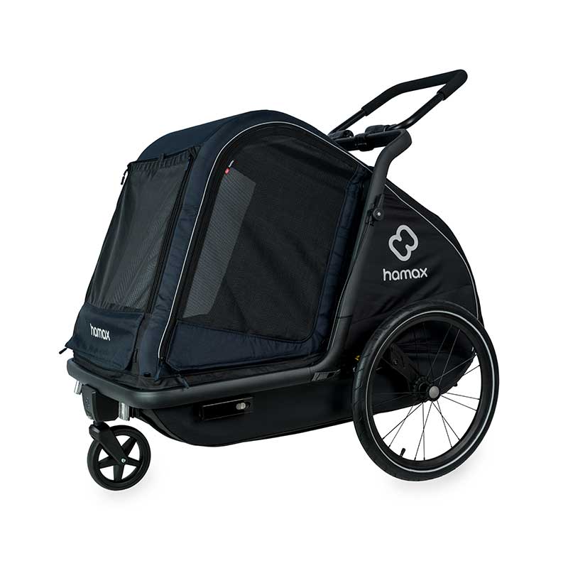 babyonlineshop Hamax Pluto L Hundeanhänger Fahrradanhänger Blau/Schwarz Muttertagsangebot