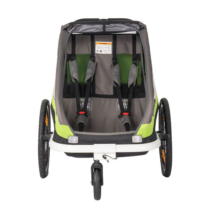babyonlineshop Hamax Traveller Fahrradanhänger Grün/Grau inkl. Deichsel & Buggyrad Valentinstagsangebot