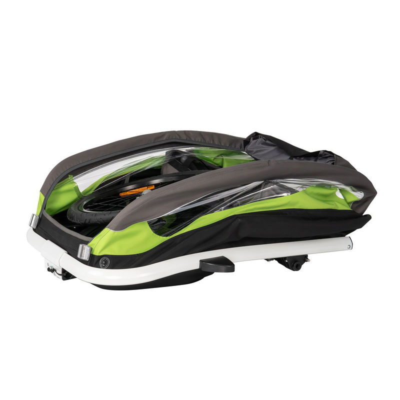 babyonlineshop Hamax Traveller Fahrradanhänger Grün/Grau inkl. Deichsel & Buggyrad Valentinstagsangebot