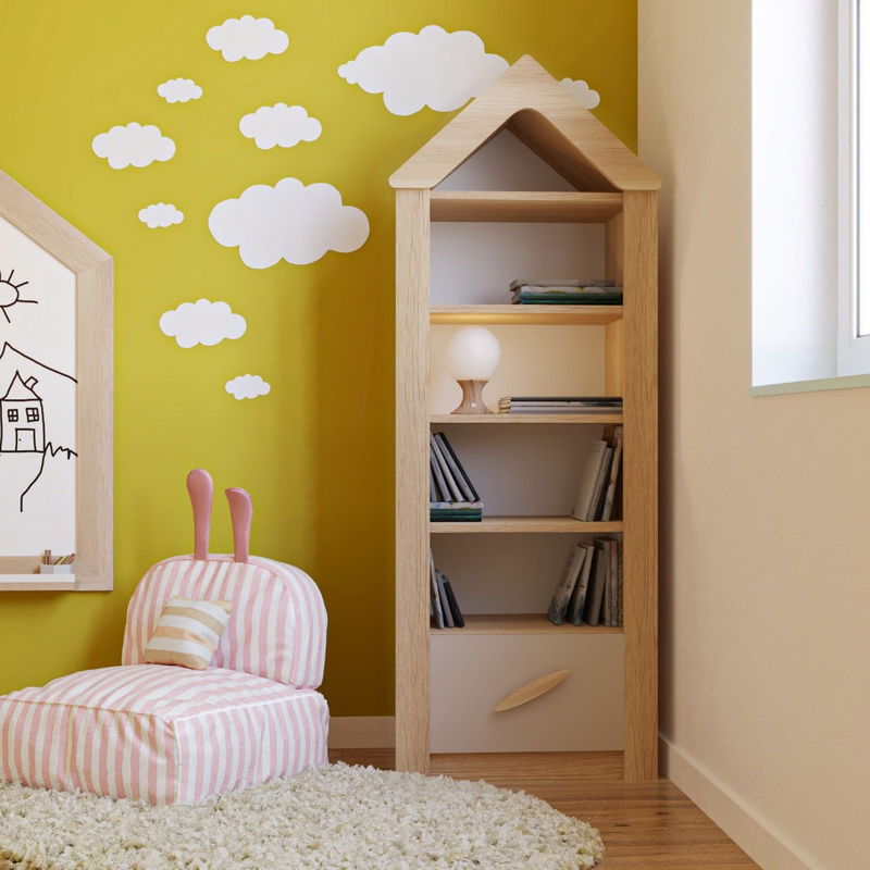 babyonlineshop Nature Kid My House Bücherregal Natur/Grau Sonderangebote