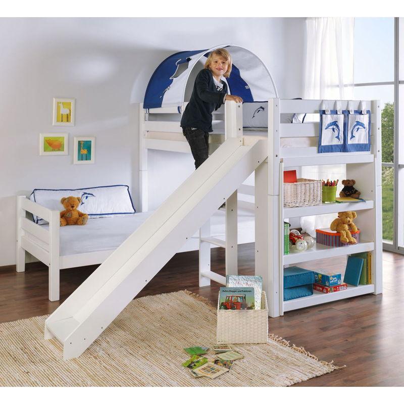 babyonlineshop Relita BENI L Etagenbett Buche massiv weiß inklusive Regal - zu 2 Einzelbetten umbaubar Tiefpreis