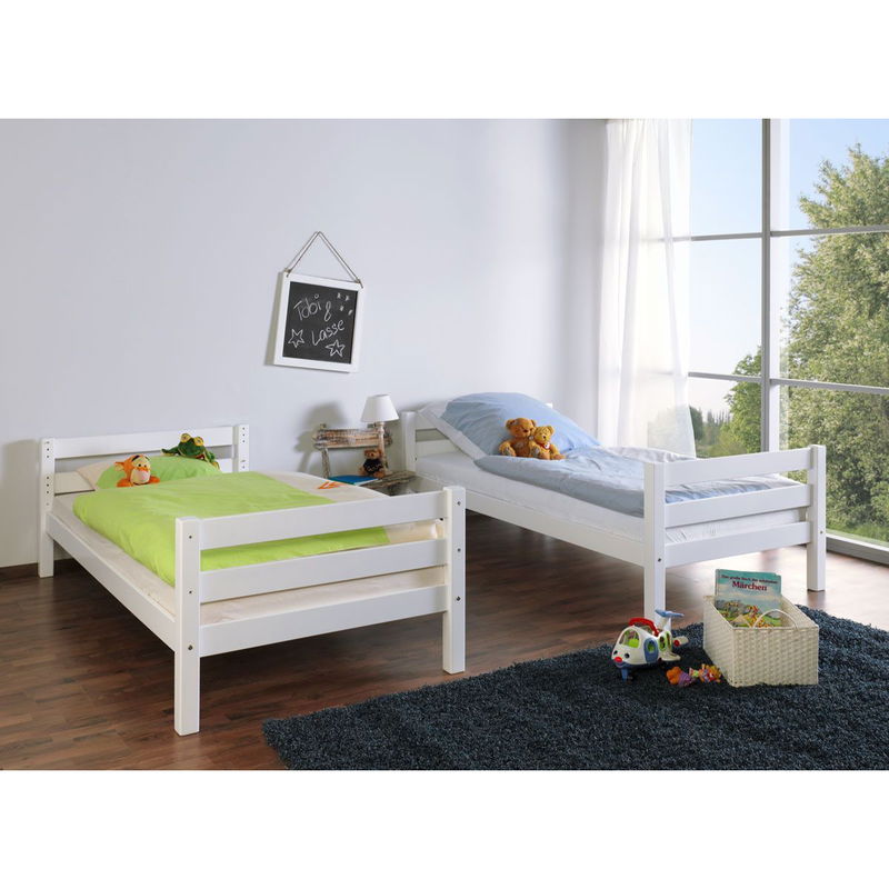babyonlineshop Relita BENI L Etagenbett Buche massiv weiß inklusive Regal - zu 2 Einzelbetten umbaubar Tiefpreis