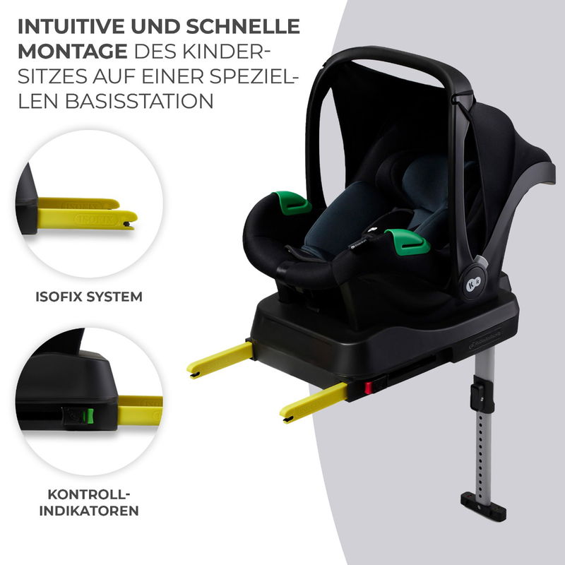 babyonlineshop Kinderkraft Kinderautositz mit Basisstation MINK PRO i-Size + MINK FX schwarz Sonderangebot der Fabrik
