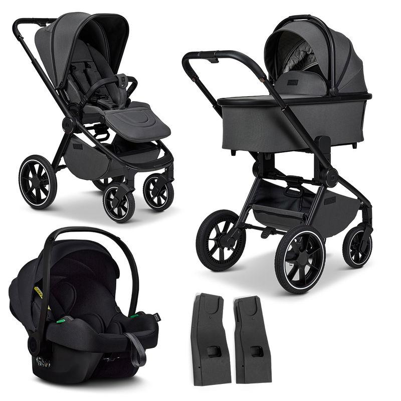 babyonlineshop Moon Resea Plus Kinderwagen Set mit Adpater und Babyschale Cosmo - anthrazit Günstiger Verkauf
