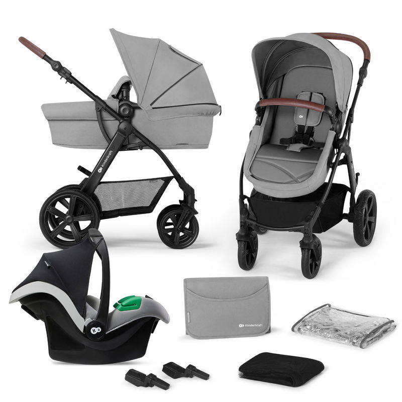 babyonlineshop Kinderkraft Kinderwagen 3in1 MOOV CT Mink Pro grey